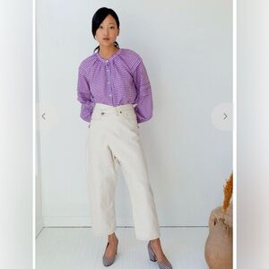 Caron Callahan cream slouchy fit jeans